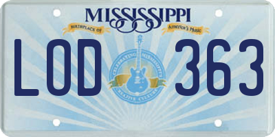MS license plate LOD363