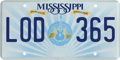MS license plate LOD365