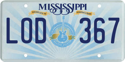 MS license plate LOD367