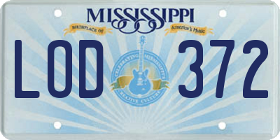 MS license plate LOD372