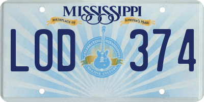MS license plate LOD374