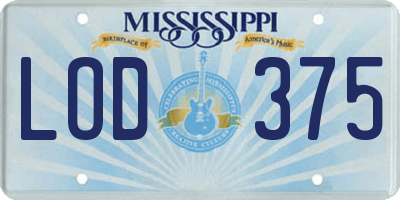 MS license plate LOD375