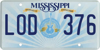 MS license plate LOD376