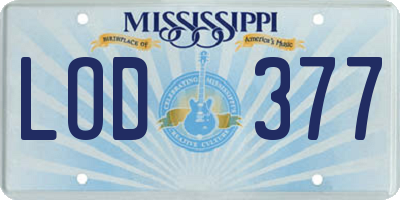 MS license plate LOD377