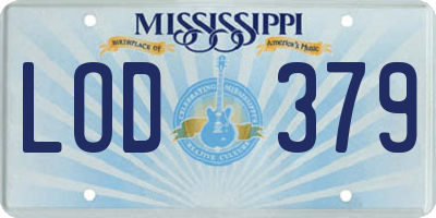 MS license plate LOD379