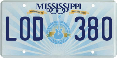 MS license plate LOD380