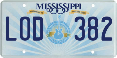 MS license plate LOD382