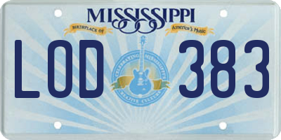 MS license plate LOD383