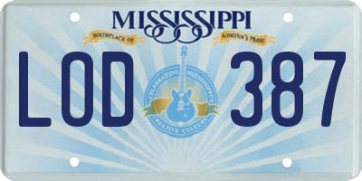 MS license plate LOD387