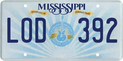 MS license plate LOD392