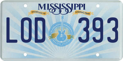 MS license plate LOD393