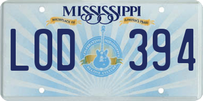 MS license plate LOD394