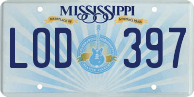 MS license plate LOD397