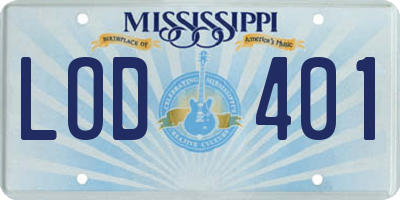MS license plate LOD401