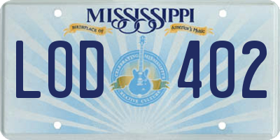 MS license plate LOD402