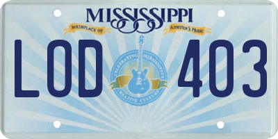 MS license plate LOD403