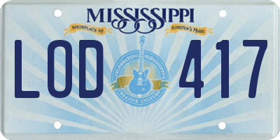 MS license plate LOD417