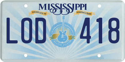MS license plate LOD418