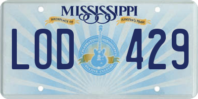 MS license plate LOD429