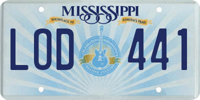 MS license plate LOD441