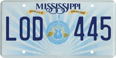 MS license plate LOD445