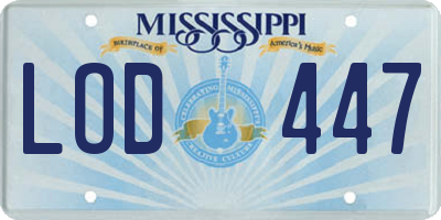 MS license plate LOD447