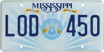 MS license plate LOD450