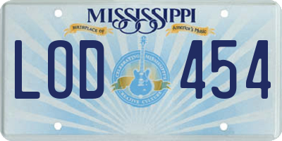 MS license plate LOD454