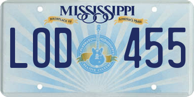 MS license plate LOD455