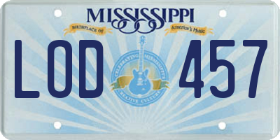 MS license plate LOD457