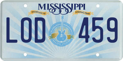 MS license plate LOD459