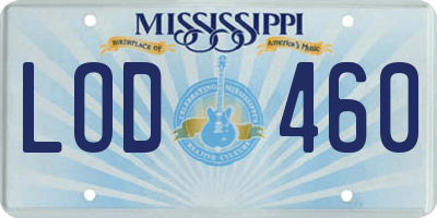 MS license plate LOD460