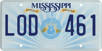 MS license plate LOD461
