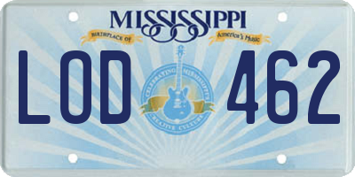 MS license plate LOD462