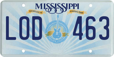 MS license plate LOD463