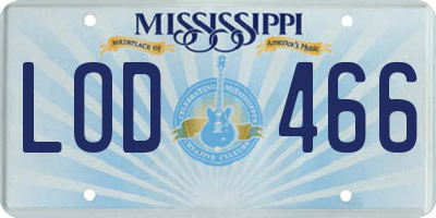 MS license plate LOD466