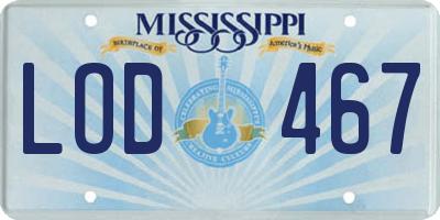 MS license plate LOD467