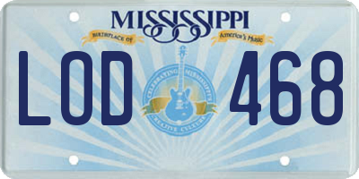 MS license plate LOD468
