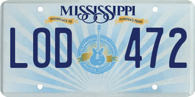 MS license plate LOD472
