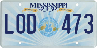 MS license plate LOD473