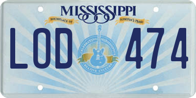 MS license plate LOD474