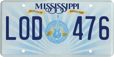 MS license plate LOD476