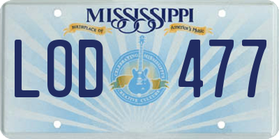 MS license plate LOD477