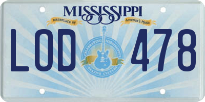 MS license plate LOD478