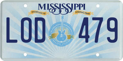 MS license plate LOD479