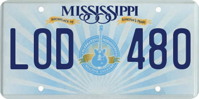 MS license plate LOD480