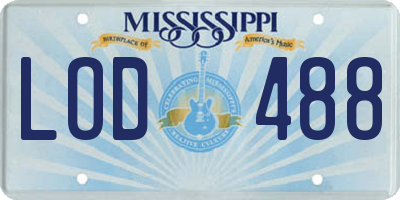 MS license plate LOD488
