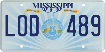 MS license plate LOD489