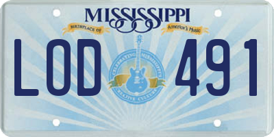 MS license plate LOD491