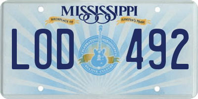 MS license plate LOD492